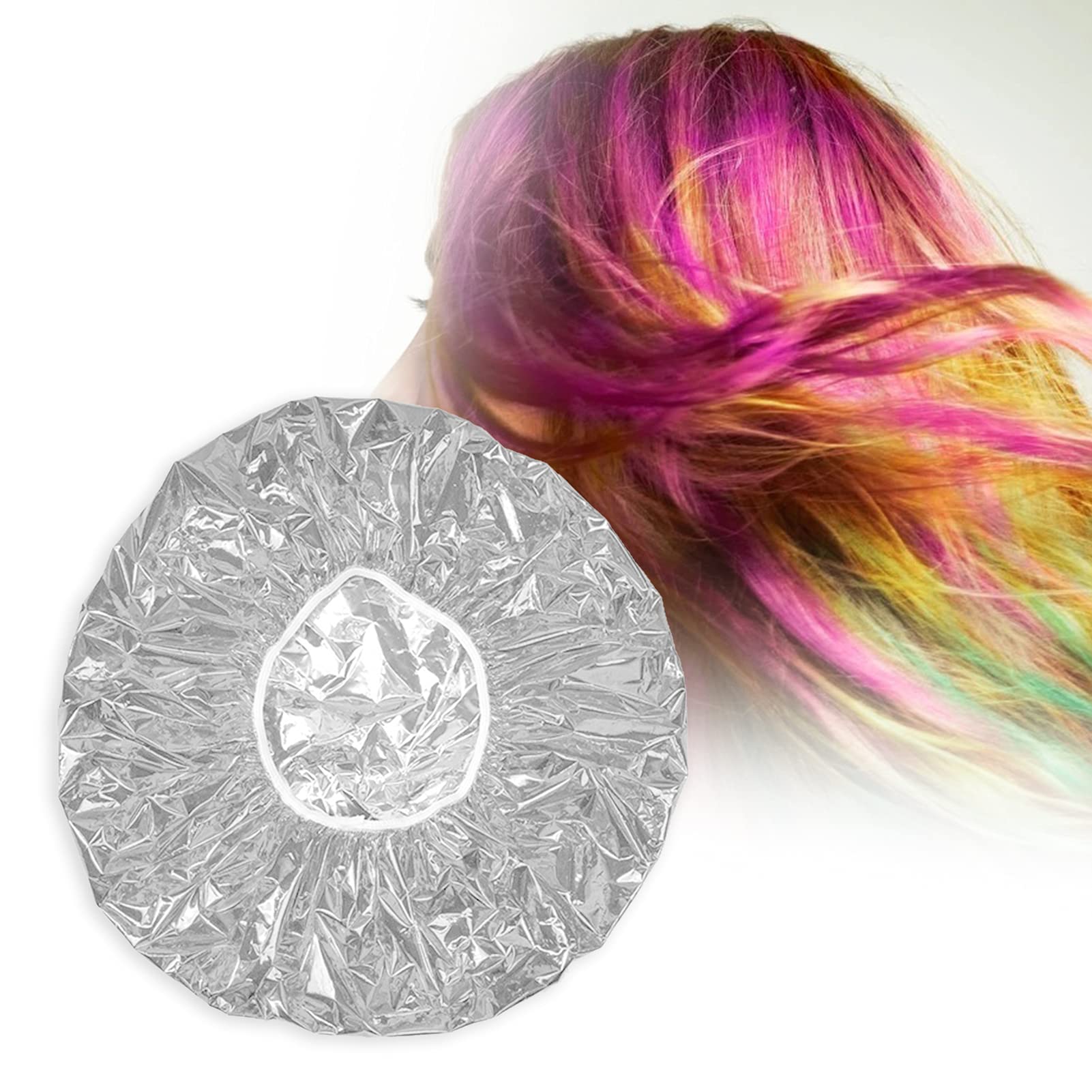 Zephylix Aluminum Foil Hair Heat Cap, 1PCS Hair Processing Cap Deep Conditioning Caps Hair Coloring Shower Caps for Nourishing Hair Salon Spa Home Use (Silver)