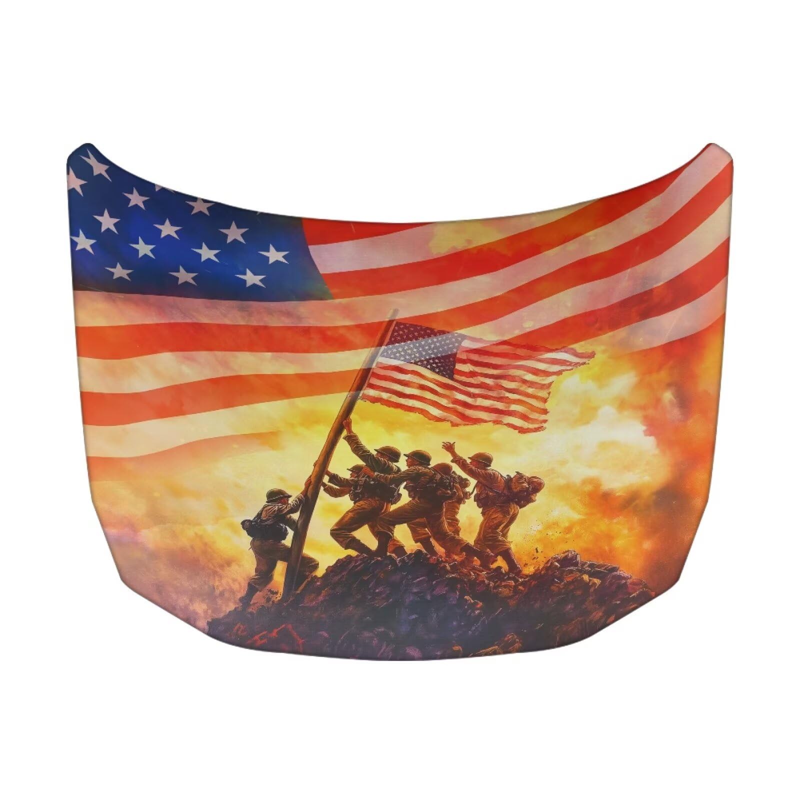 Patriotism Design Car Hood Cover Elastic Polyester Car Hood Protector Waterproof Auto Flag Auto Exterior Accessories for Most Sedans SUV Pickup Trucks Jeeps