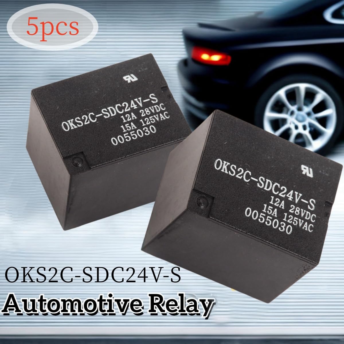 5 Relés OKS2C-SDC24V-S De 24V DC, 5 Pines, 15A, Para Aplicaciones De Control Y Automoción, Paquete De 5 Unidades