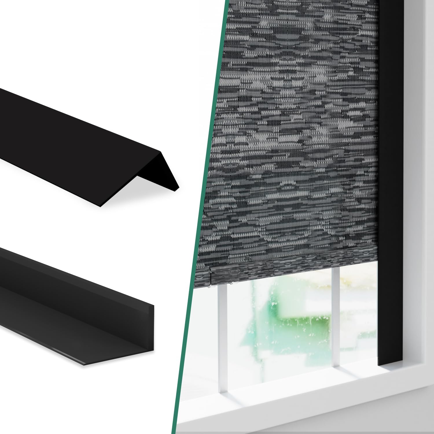 Light Blocking Strips for Window Shades and Blinds, 100% Blackout PVC Side Tracks Light Blocker for Blinds, Window Light Blocker for Bedroom(Black, 58", 2PCS) Black-2pcs 2PCS