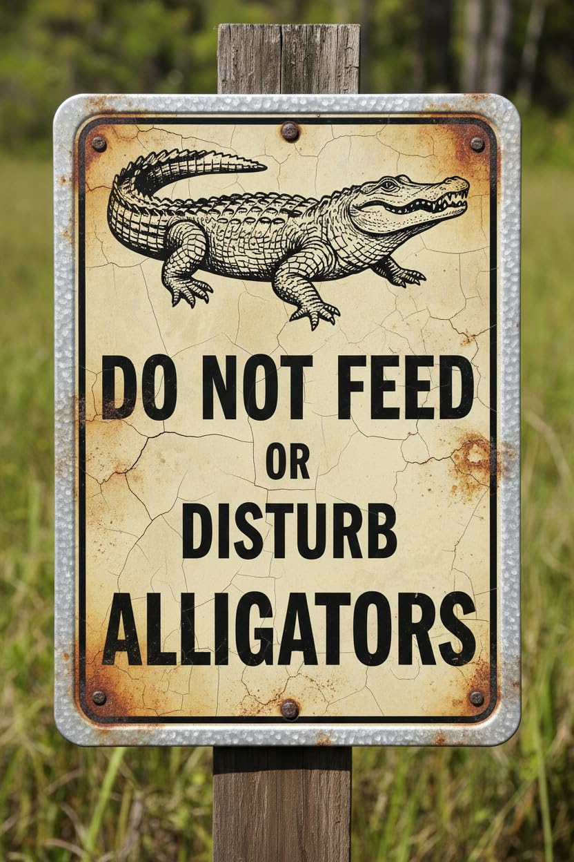 Wall Decor Do Not Feed Or Disturb Alligators Sign 8x12Inch Vintage Signs Aluminum Plates Printed