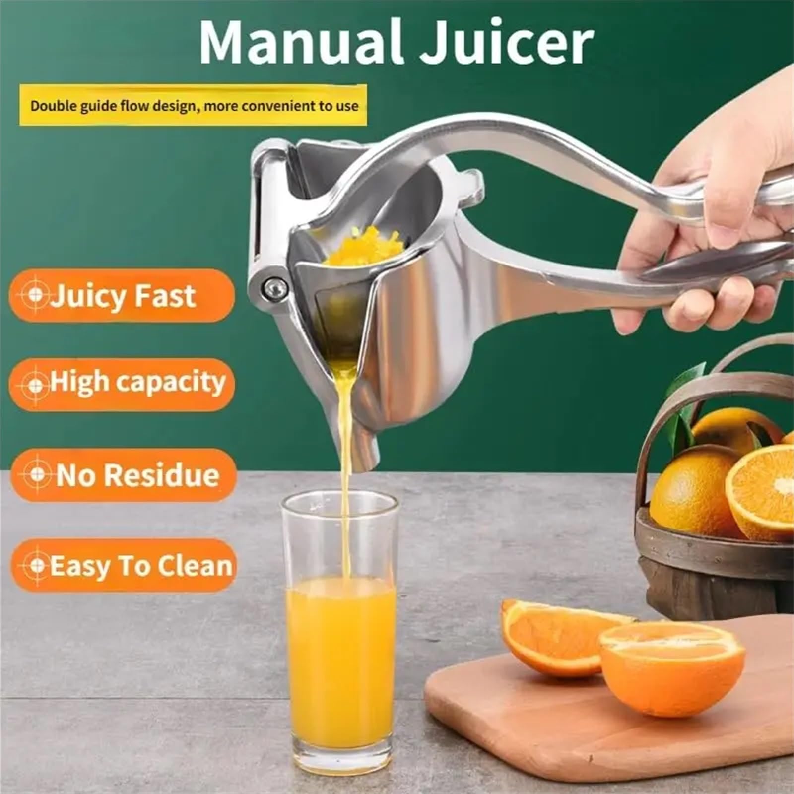 Manuelle Saftpresse Fruchtsaftpresse, Edelstahl-Saftpresse, Hand-Entsafter-Presse, Orangenpresse-Handpresse Manueller Fruchtsaftpresser