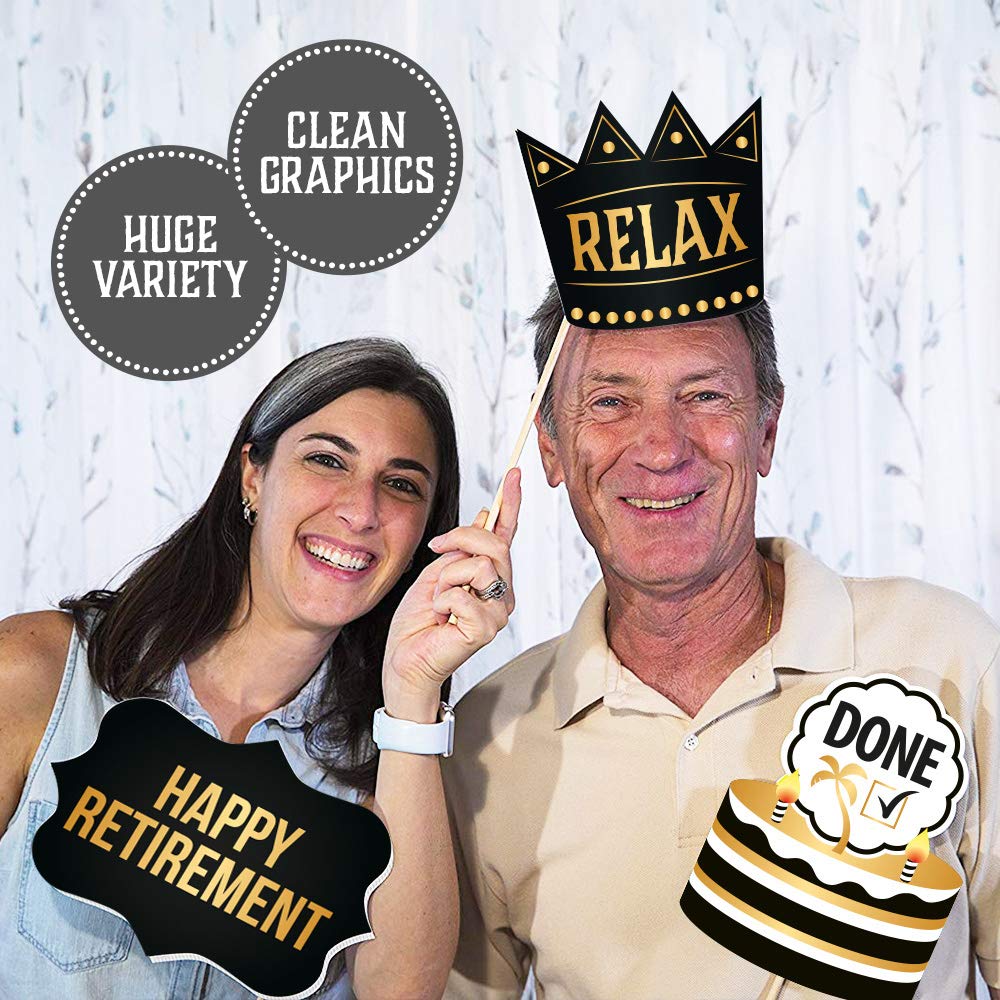 Buy Retirement Photo Booth Props By PartyGraphix European Made Black