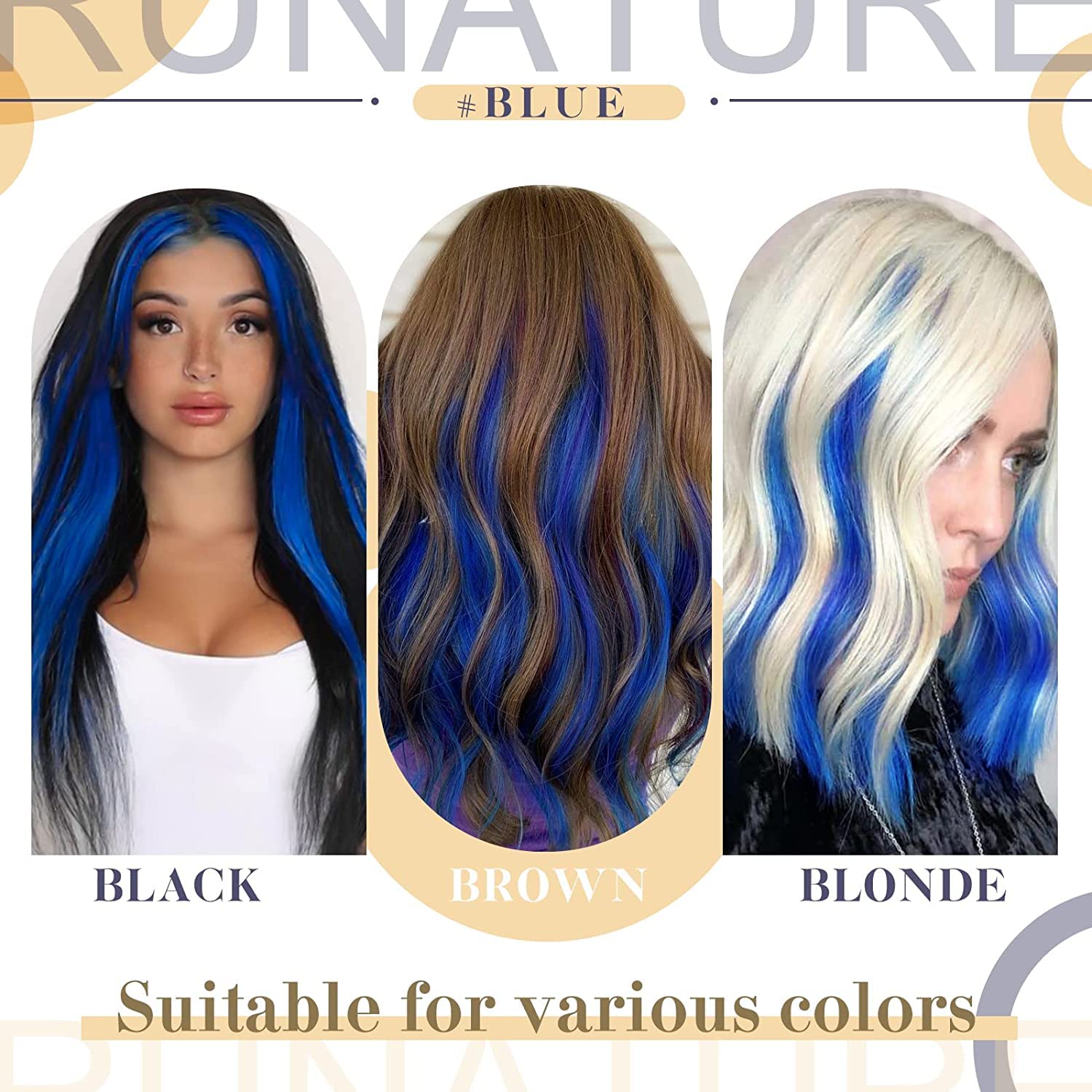 RUNATURE Blue Keratin I Tip Hair Extensions Real Human Hair Blue I Tip Real Remy Hair Extensions 14 Inch 20 Gram - Image 2