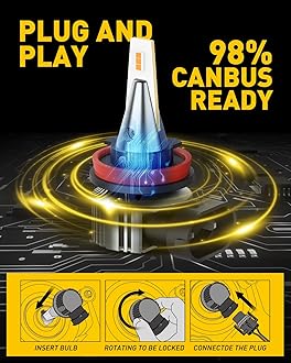 AUXITO H8 H11 H16 LED Fog Light Bulbs, 3000K Amber Yellow, Strong Penetrating Power, Long Lifespan, Plug and Play, Canbus Error Free, Halogen Replacement DRL Bulbs for Rainy Snowy Foggy, 2 Pack