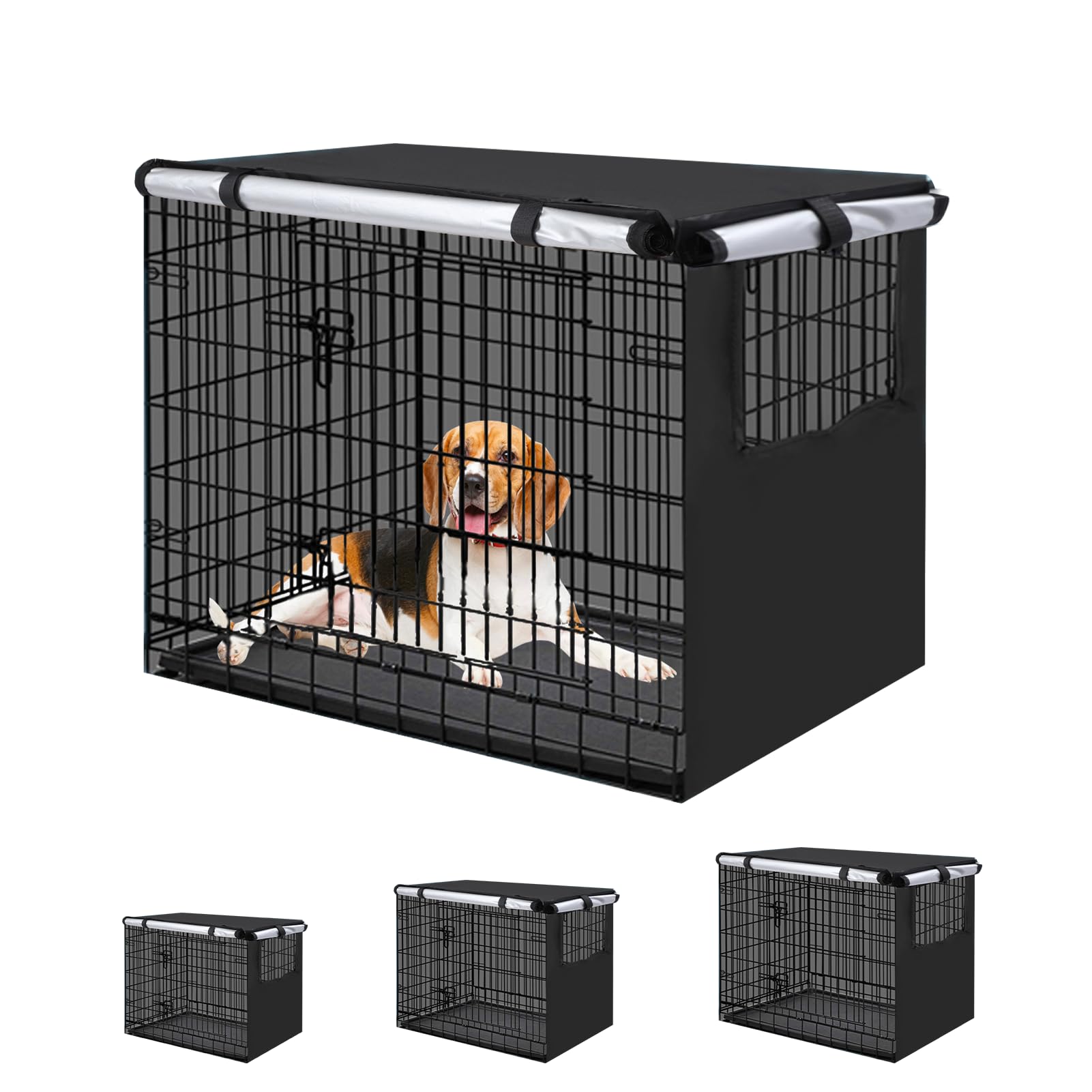 Rosvola Copertura impermeabile per gabbia per cani, in tessuto Oxford antivento, con finestre ventilate (XL)