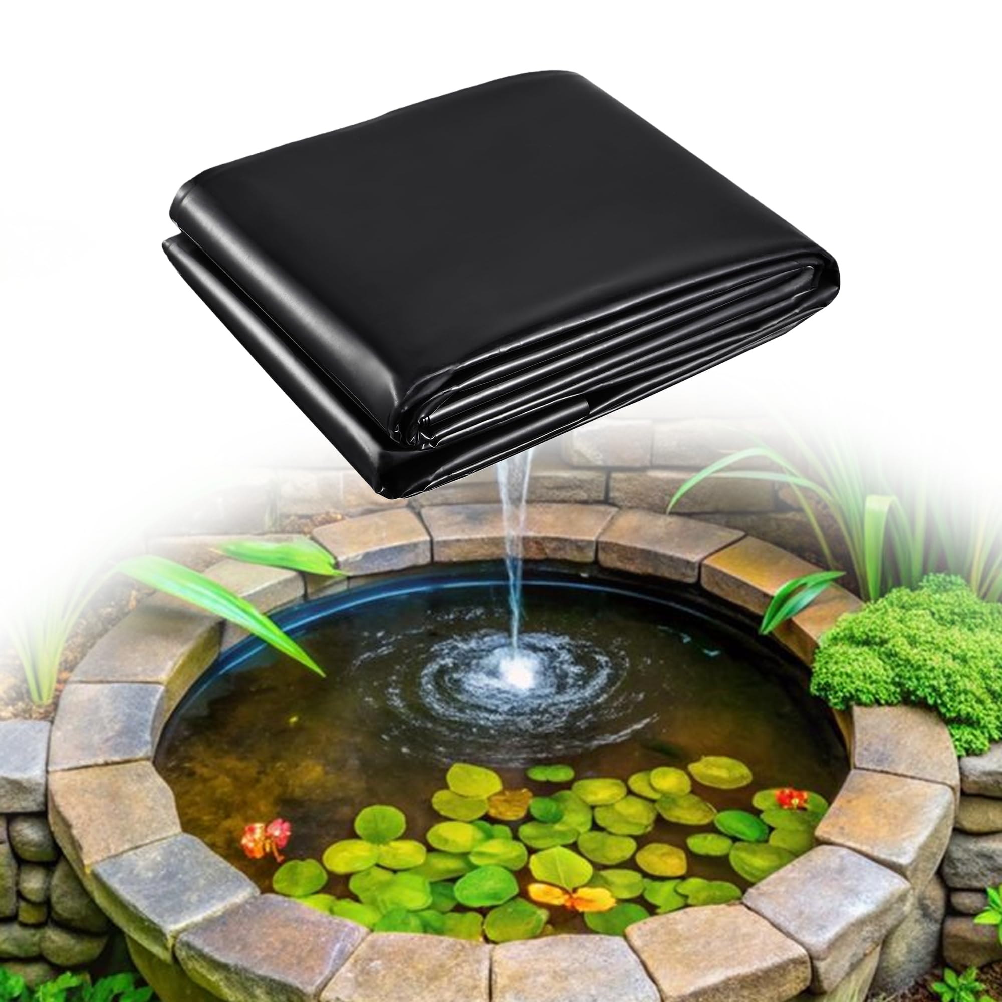200 x 1250 cm Teichfolie Reißfeste schwarze Folie zum einfachen Schneiden ideal für Gartenbrunnen & künstliche Seen wasserfest & vielseitig einsetzbar