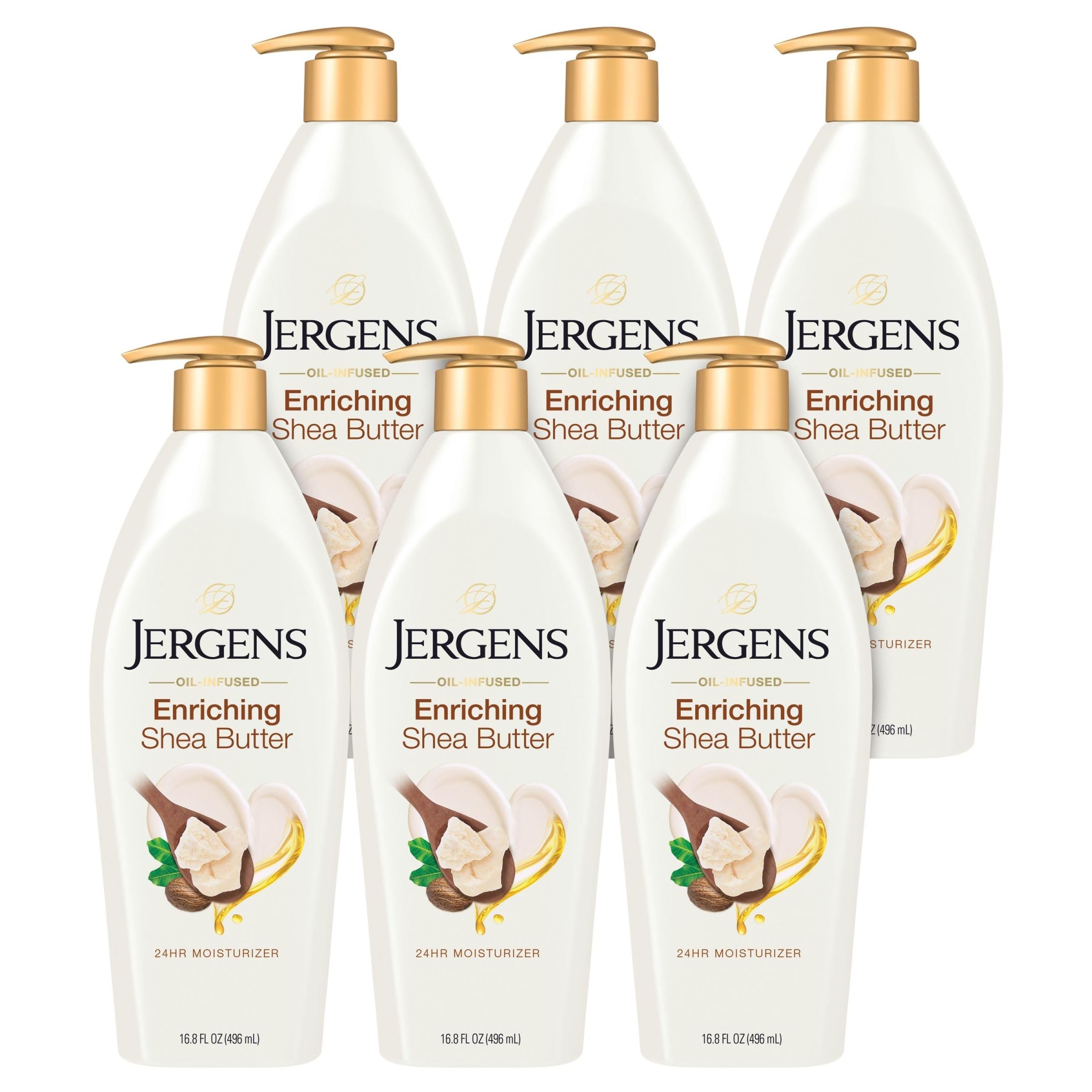 Jergens Shea Butter Hand and Body Lotion, Deep Conditioning Moisturizer, 3X More Radiant Skin, with Pure Shea Butter, Dermatologist Tested, 26.5 oz, 6 Pack