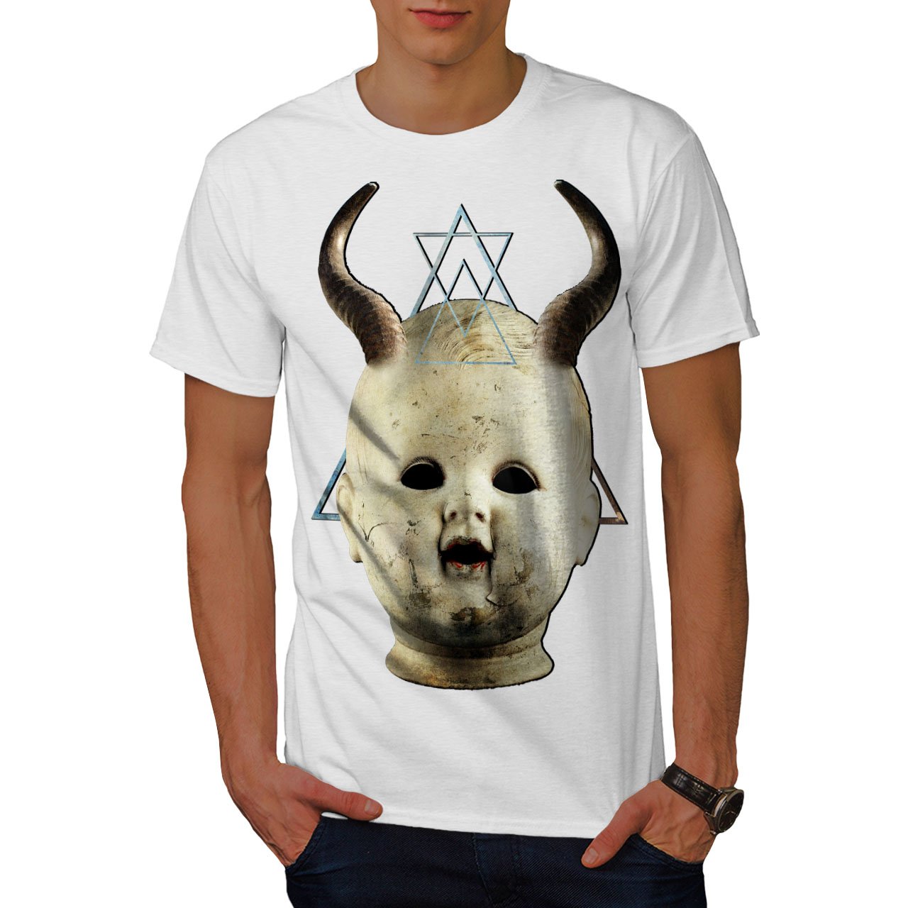 APSRA TRENDZ Devil Goth Satan Horror Mens T-Shirt, Dark Graphic Printed Tee 0439