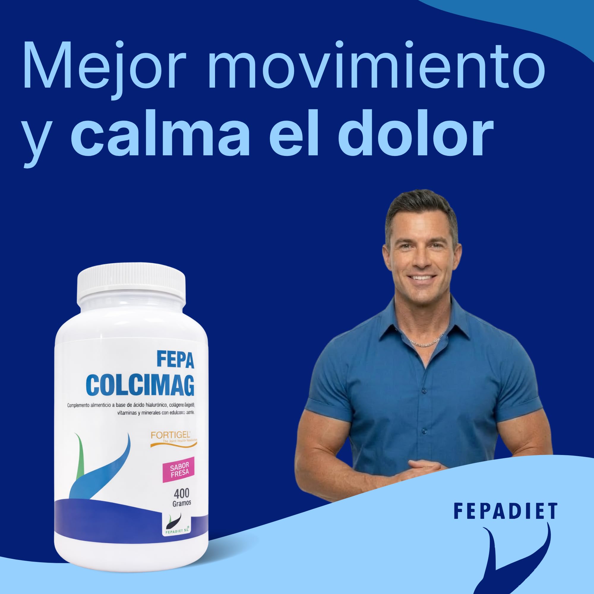 Colágeno Hidrolizado con Magnesio – FEPA Colcimag 400 g Pack de 2 – Complemento Alimenticio Diario en Polvo con Ácido Hialurónico y Vitamina C - Mantenimiento de Huesos y Articulaciones – Fepadiet