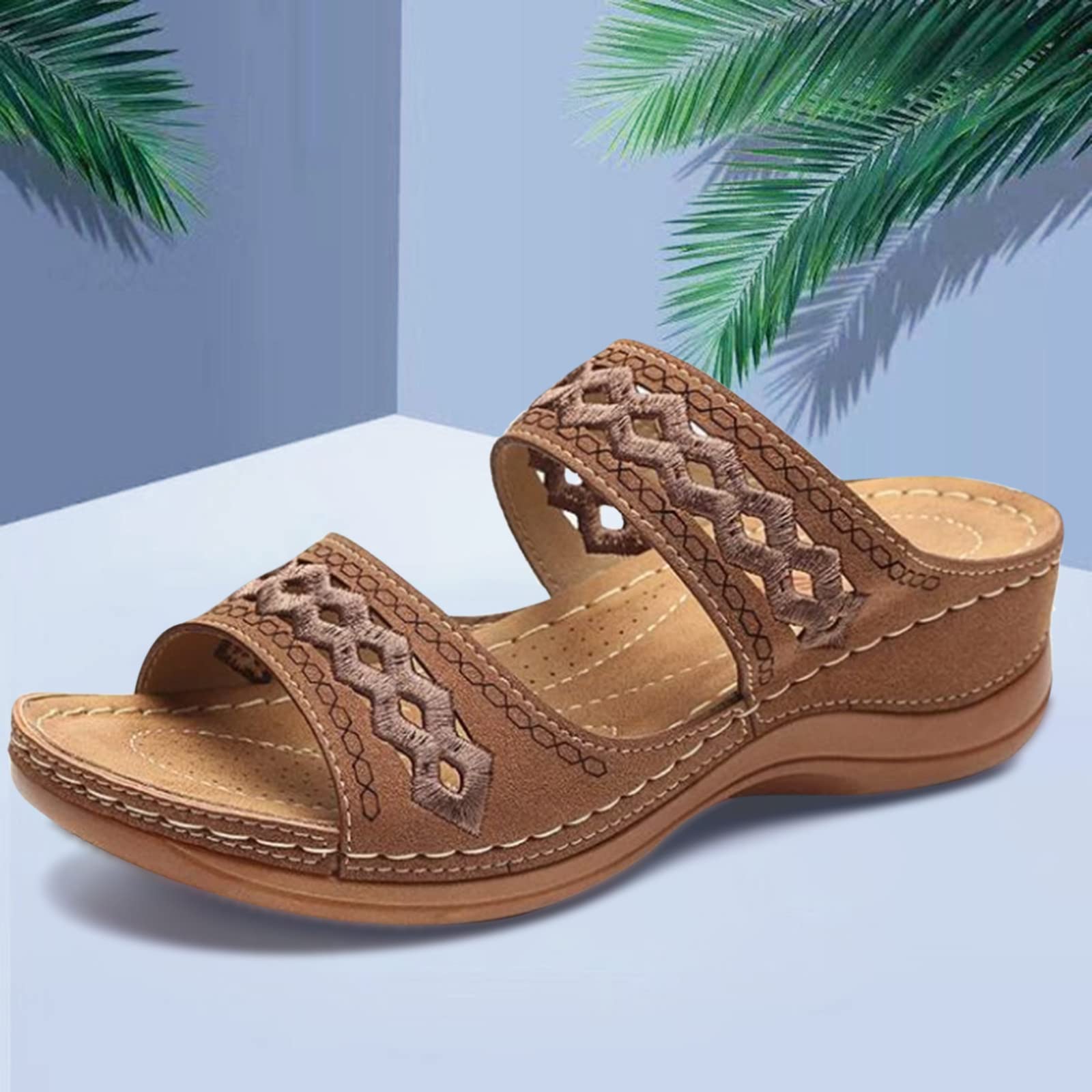 Pantofole da donna estive comode aperte, comode da indossare, pantofole ortopediche a piattaforma, pantofole morbide e morbide per l'estate, per passeggiate sportive, tong quotidiano