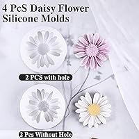 Vista 3 de 4 Pcs Daisy Flower Candle Molds, Silicone Molds for Candles Making, 3D Flower Shape Decorating Mold for Fondant Soap Chocolate Cake, DIY Wax Epoxy