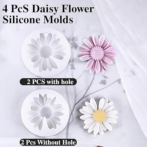 Miniatura 3 de 4 moldes para velas de margarita, moldes de silicona para hacer velas, molde decorativo en forma de flor 3D para fondant jabón, pastel de chocolate,