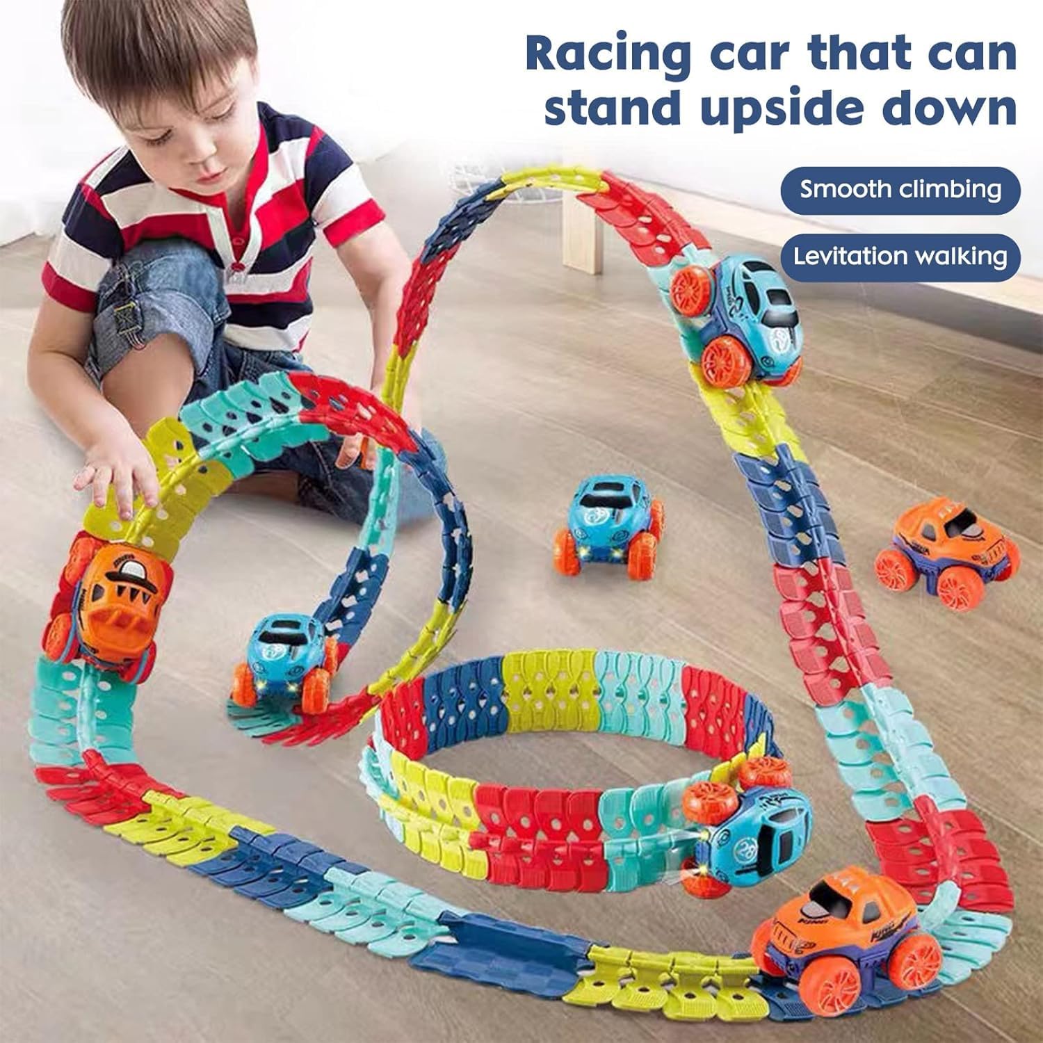 Pista Macchinine per Bambini, Giochi Bambini 2 Anni con 184 Pezzi Pista Macchinine e 2 Glow CarsMacchinine, Giocattolo per Bambino 2 3 4 5 6 Anni