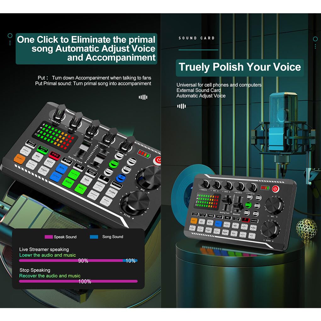 Scheda audio Schede microfono Scheda DJ per PC Console video Amplificatore Kit di registrazione in studio Accessori per podcast