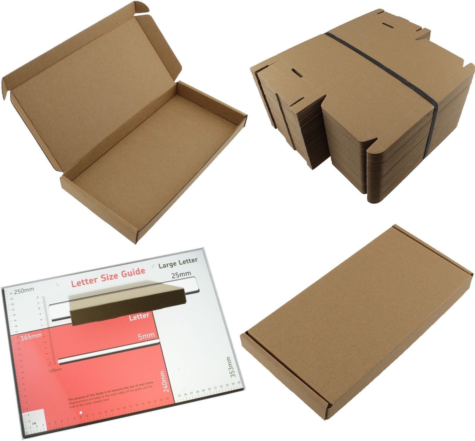 BROWN DL SIZE BOX LARGE LETTER STRONG CARDBOARD SHIPPING POSTAL PIP (25)