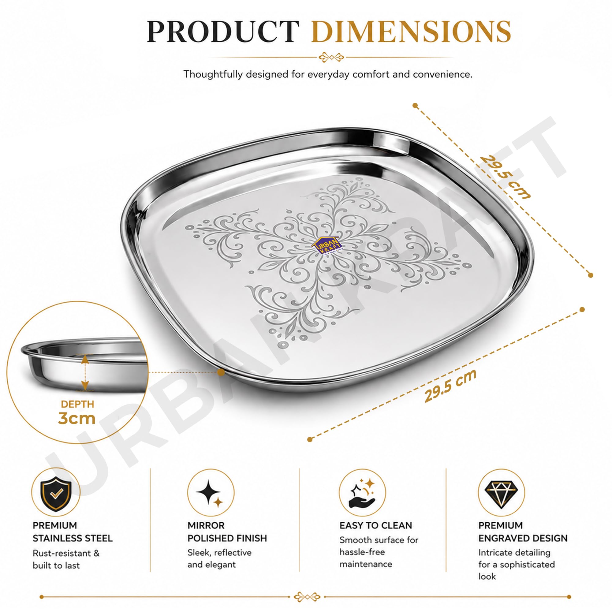 Stainless Steel Dinner Plates - Set of 6 -2 Stainless Steel Dinner Plates - Set of 6 -2