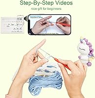 Vista 2 de Yuepin Kit de 6 piezas de ganchillo para principiantes, kit de inicio de ganchillo con tutoriales en video paso a paso, kit de ganchillo