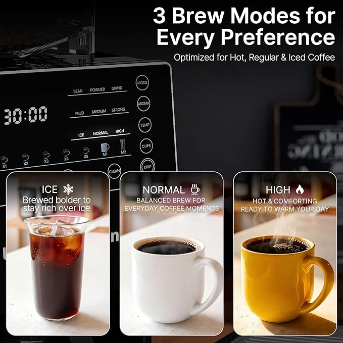 Cafetera de Goteo con Molinillo, 650 ml, Programable, para Café Caliente y Frío miniatura 7