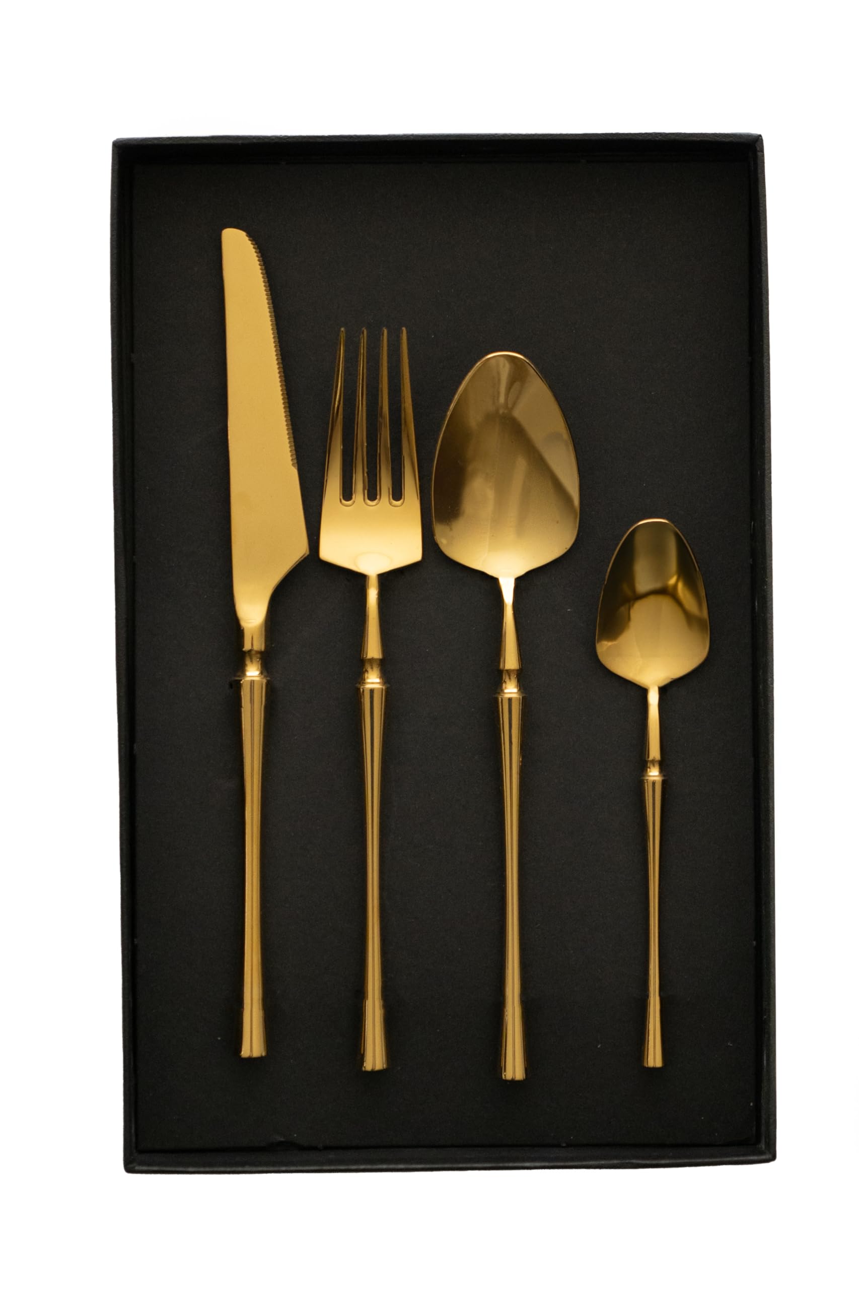 SET CUBIERTOS ACERO.INOX. 4 PCS DORADO