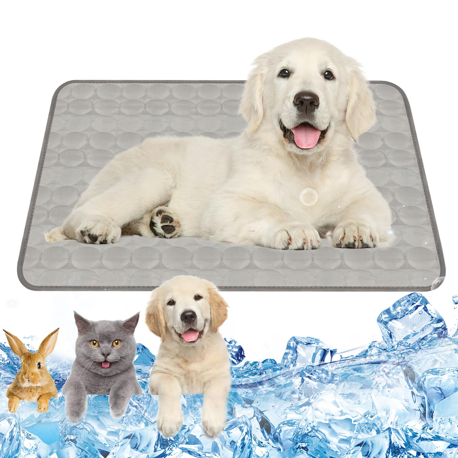 Dog Cooling Mat Self-Cooling 70 x 55 cm Cooling Mat Dog Grey Cooling Mat for Dogs Size L Cooling Mat for Cats Cats Washable Pet Cooling Mat for Home On the Go or in the Car