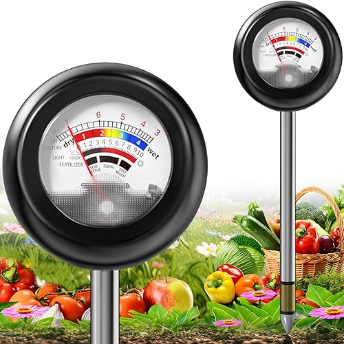 Probador de suelo 4 en 1, medidor de humedad del suelomedidor de pH del sueloluz solarfertilidad, medidor de humedad para plantas, jardinería,
