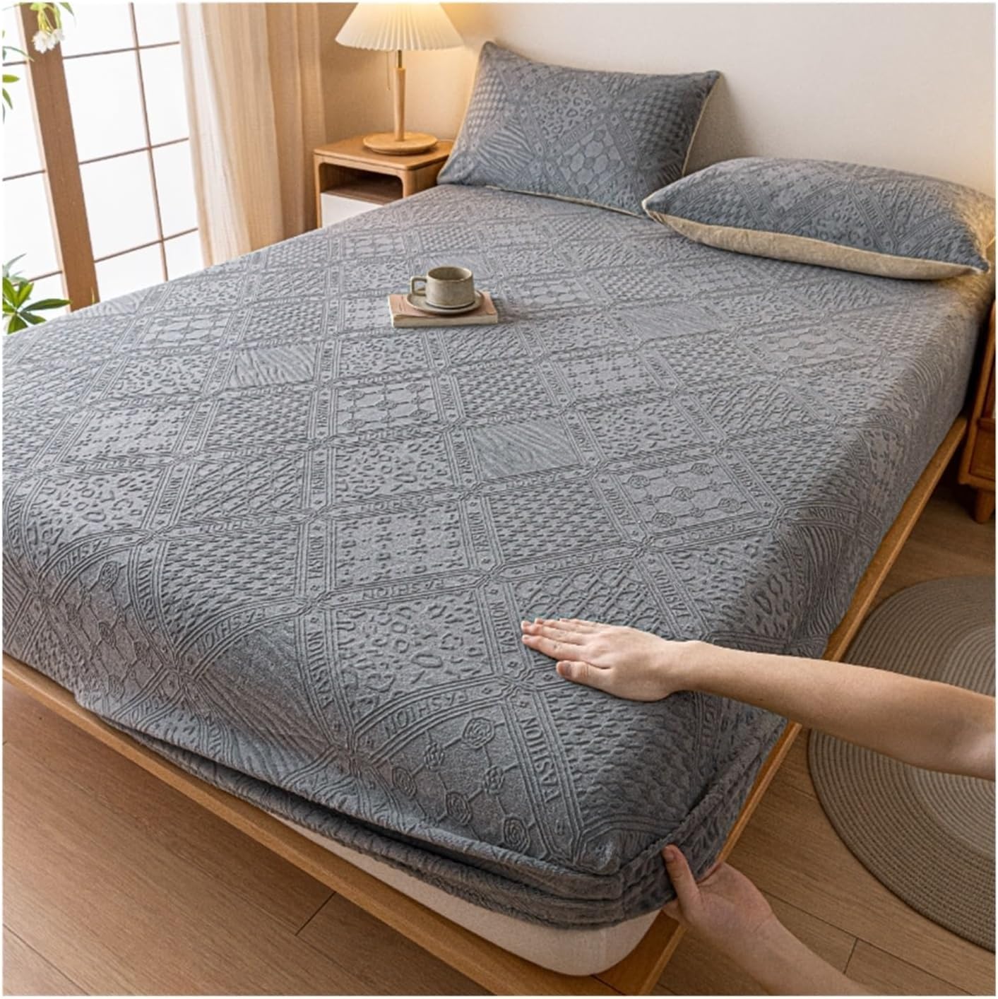 Drap-housse velours de lait et flanelle chaude pour lit Queen et Super King