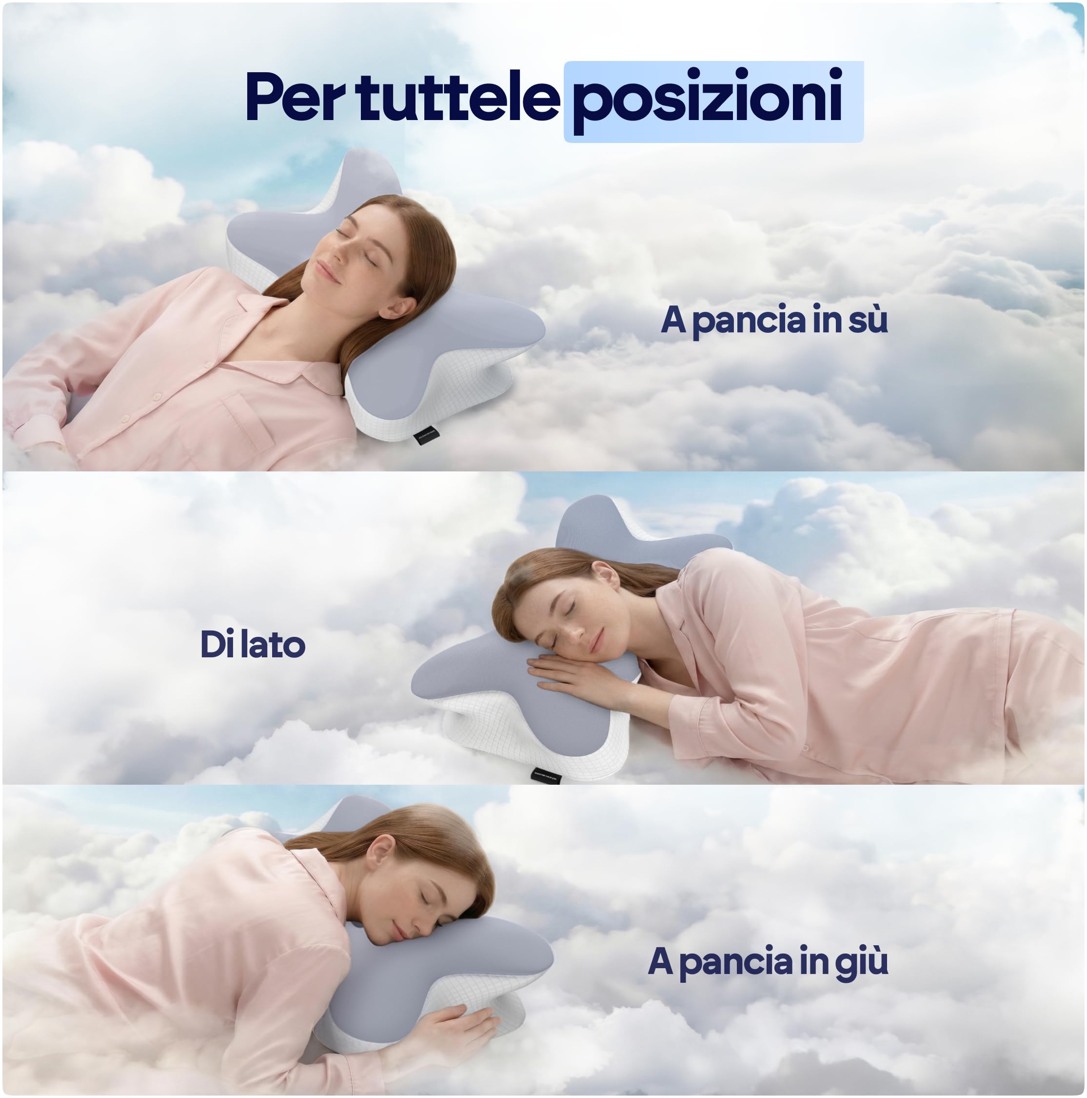 Shootforthestars Almohada cervical para dormir de espuma viscoelástica cómoda desde la primera noche – Almohada ortopédica cervical ergonómica para dormir de lado o boca arriba desenfundable y lavable