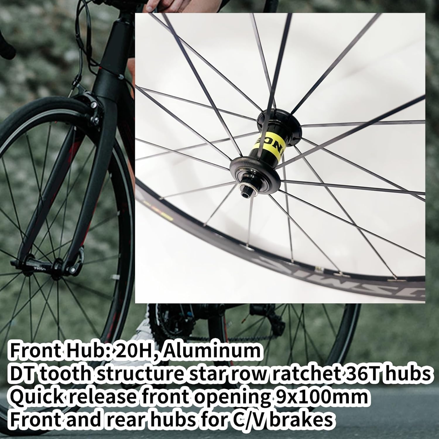 Juego de ruedas para bicicleta de carretera, con freno V/C y de disco, ruedas de aleación de aluminio de 40/50 mm y 700C, cierre rápido de 20 radios para cassette de 8, 9, 10 y 11 velocidades.