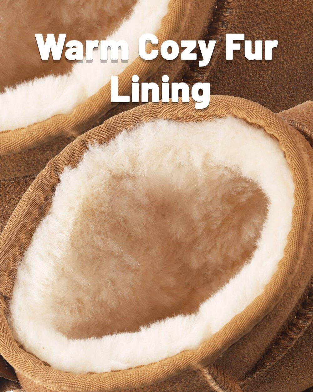 PURPDRIM Mini Snow Boots for Women Anti-Slip Womens Boots Fur Fleece Lined Ankle Boot Winter Suede Snow Boots Indoor & Outdoor - Image 3