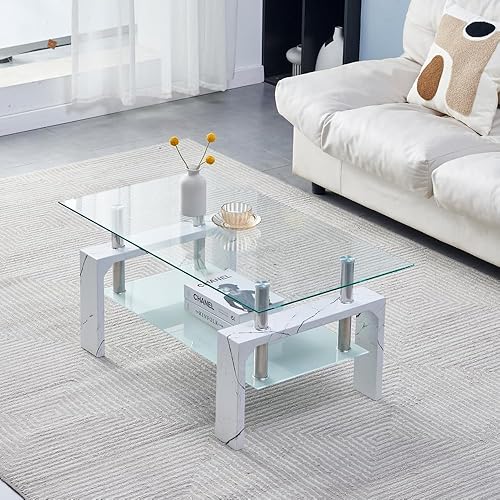 Miniatura 19 de Mesa de centro rectangular para sala de estar, mesa de té adecuada para sala de espera, mesa de centro lateral moderna con patas de madera, mesa de