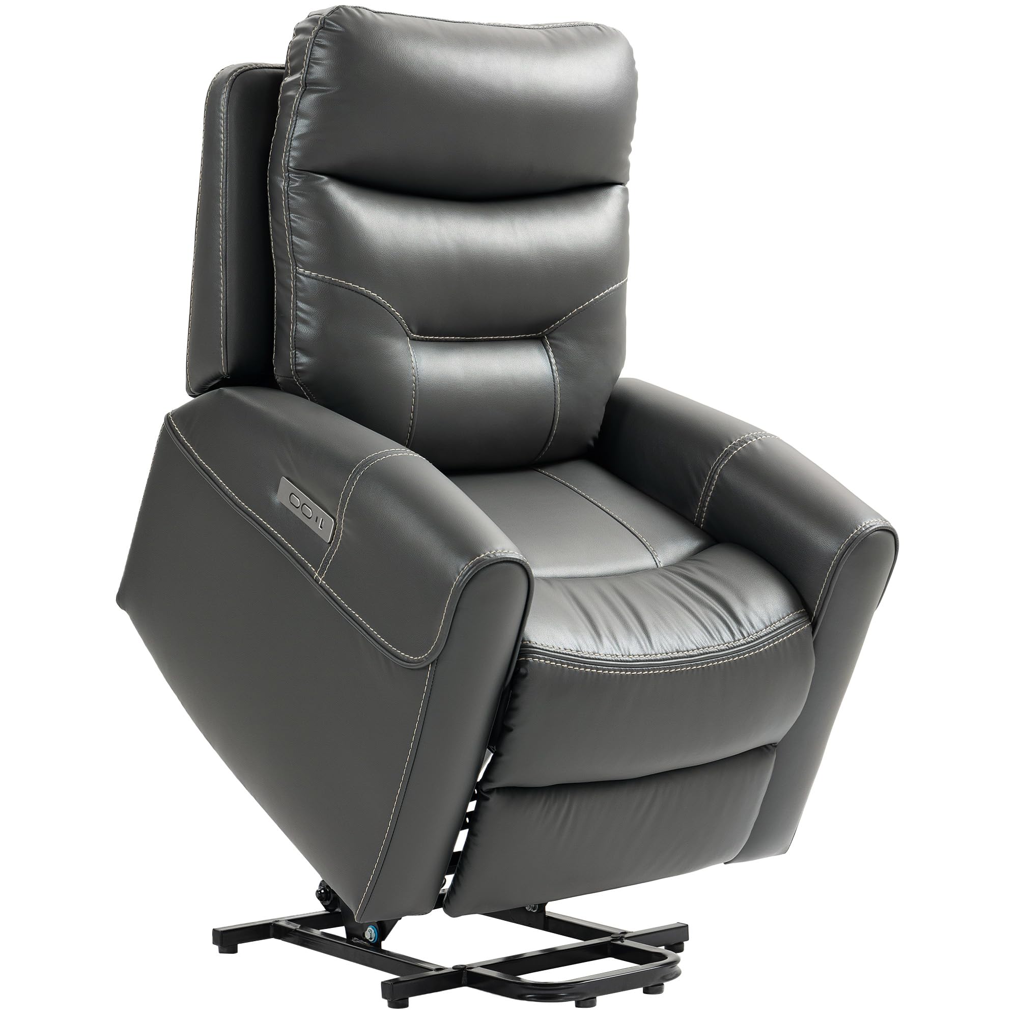Portland - Recliner Chair - Grey - Leather