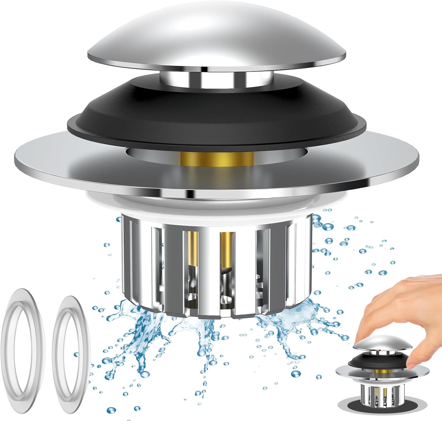 Fzaqwen Upgraded Pop Up Universal Bathtub Drain Stopper 3