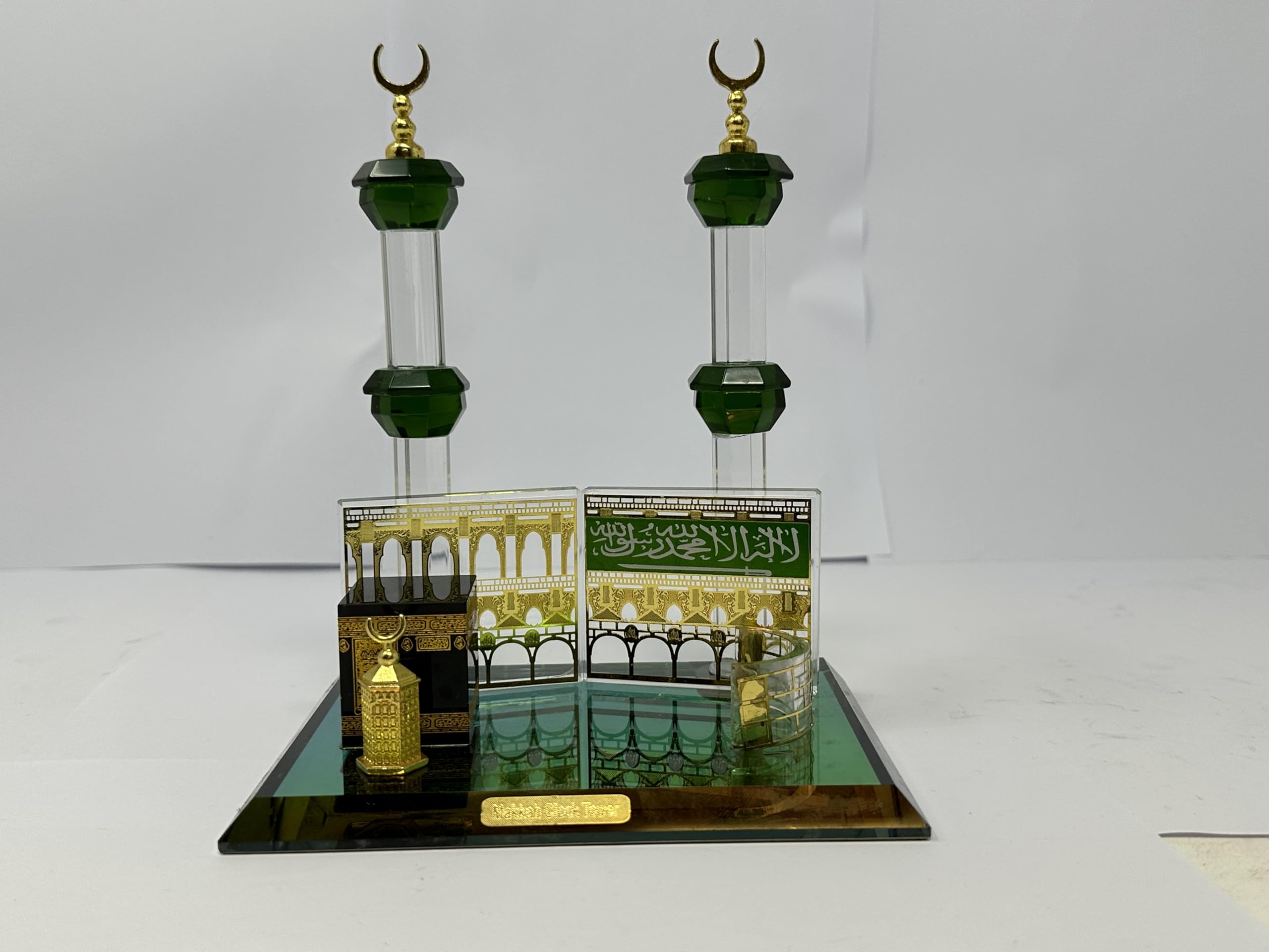 Jayogla Elegant Islamic Crystal Dome Miniature Handcrafted Mosque Model & Kabba Souvenir For Ramadan & Eid Mubarak Decorations - Ideal Muslim Gift