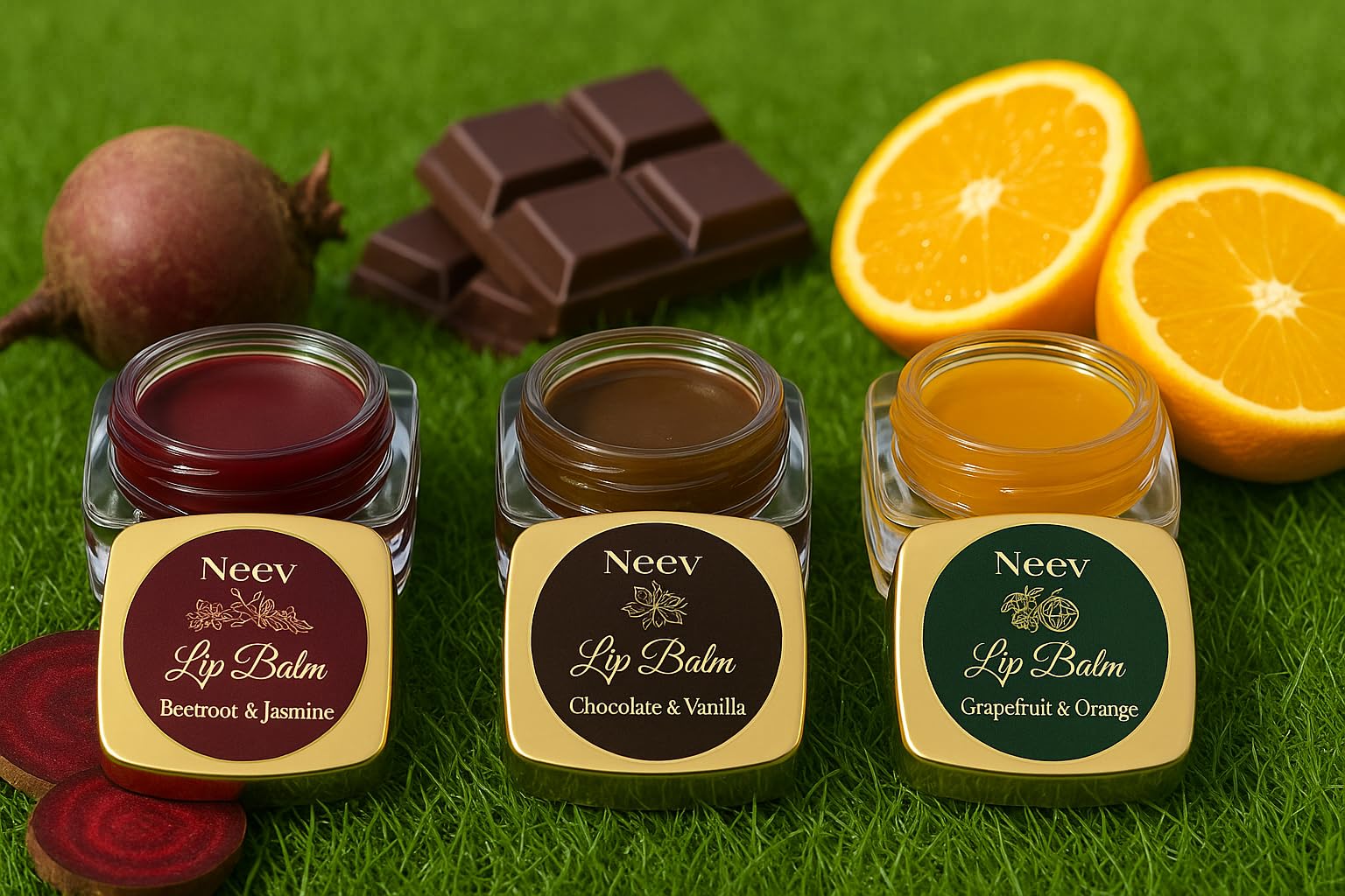 Neev Soaps Organic & Chemical-Free Lip Balm Combo – Beetroot Jasmine, Grapefruit Orange, Chocolate Vanilla | Pure & Nourishing Lip Care-image-22