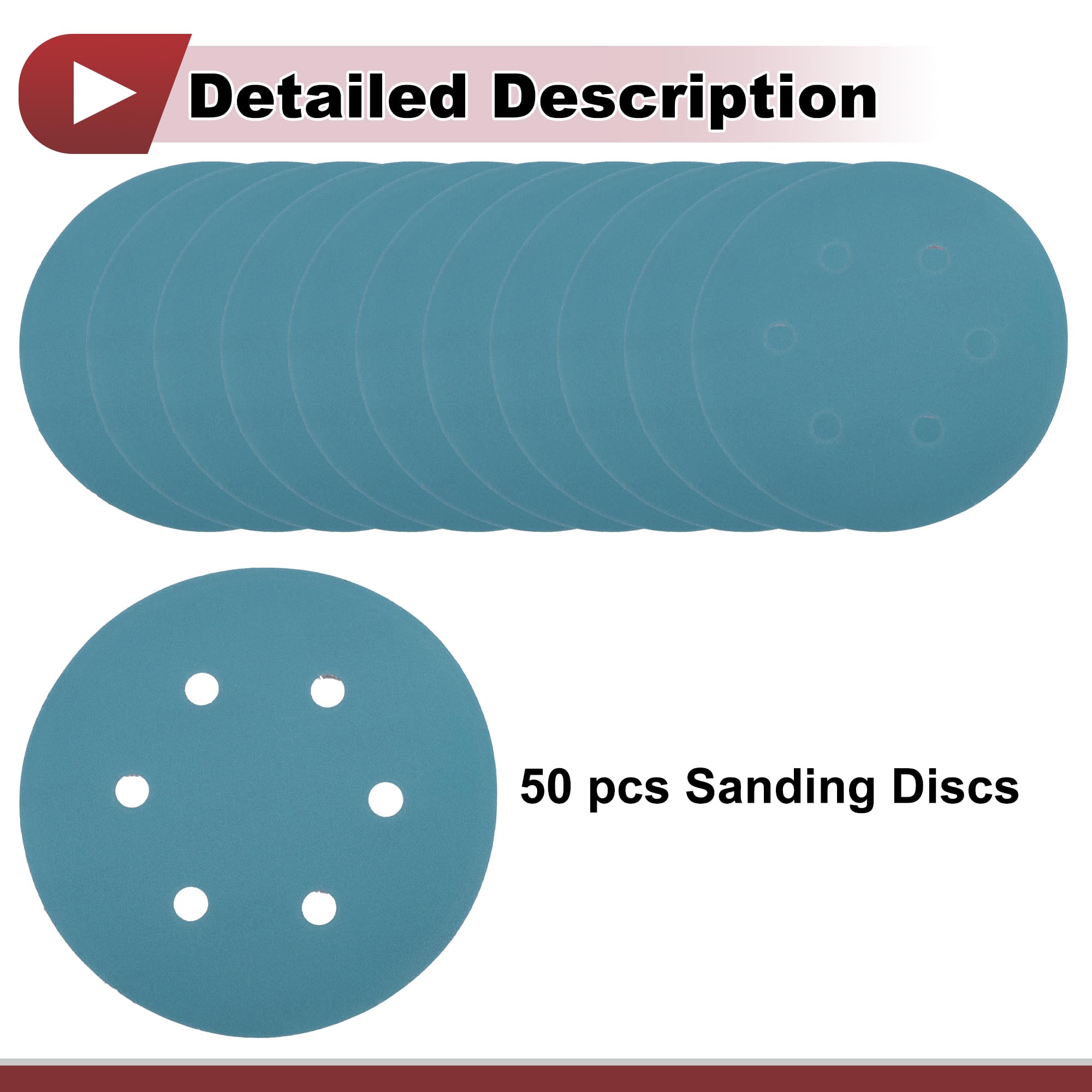 HEROFFIX 50 Pcs Car Wood Sanding Discs Smoothing Hook & Loop Sandpaper for Woodworking Automotive Refinishing 5.91" 7 Hole 320 Grit Blue Zirconia Alumina - Image 4