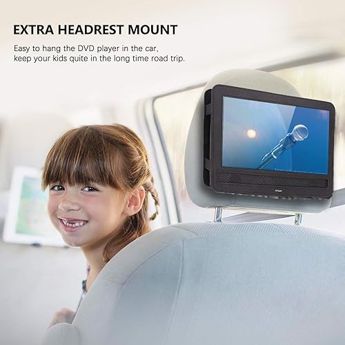 Miniatura 6 de SUNPIN Reproductor de DVD portátil de 11 pulgadas para automóvil y niños con pantalla giratoria HD de 9.5 pulgadas, batería recargable de 5 horas,