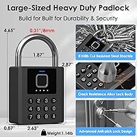 Vista 2 de Candado inteligente de huellas dactilares con código, cerradura de combinación resistente con llave, control de aplicación Bluetooth, bloqueo