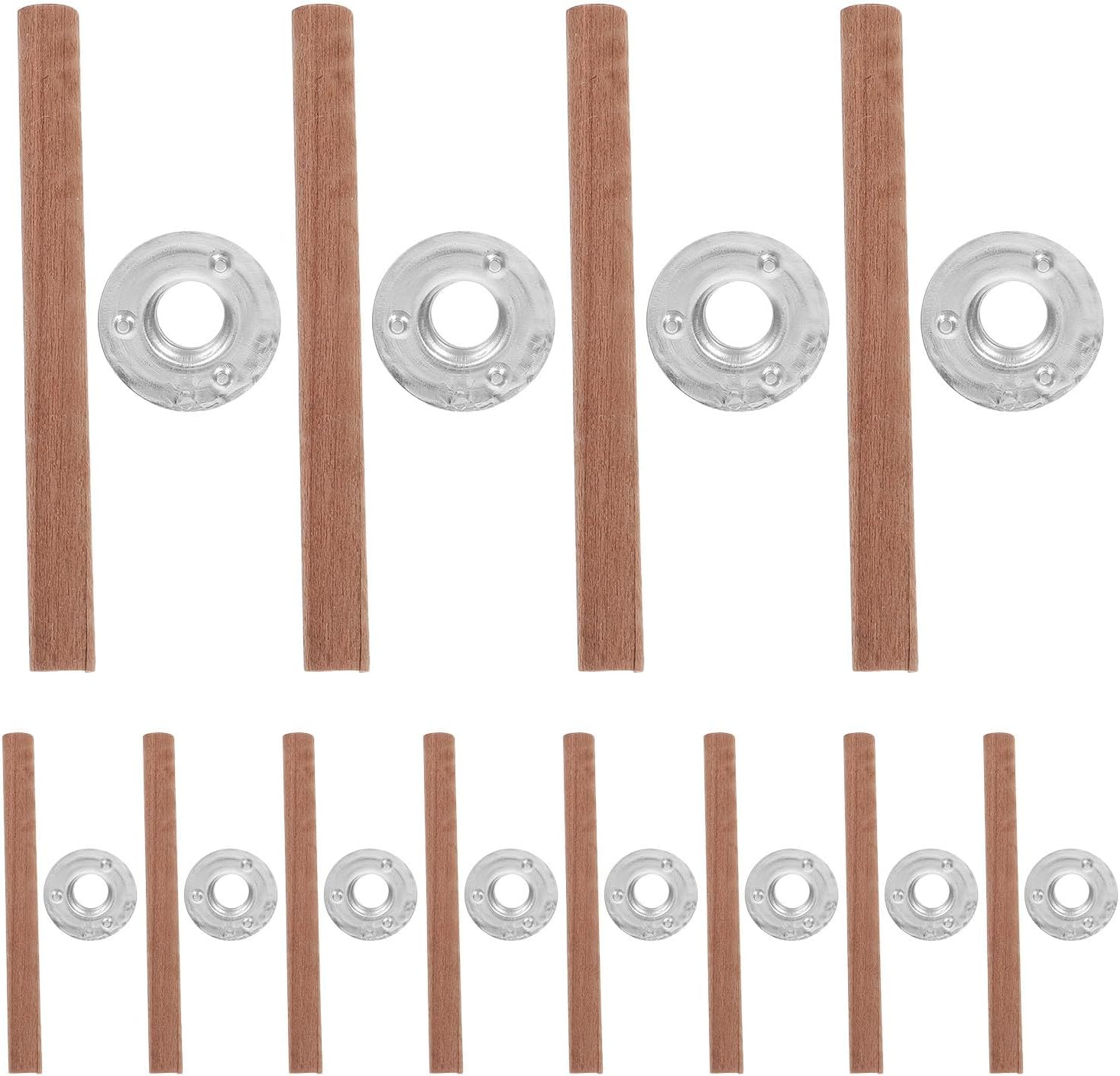 Wooden Candle Wicks 12pcs with Metal Base for DIY Candle Making