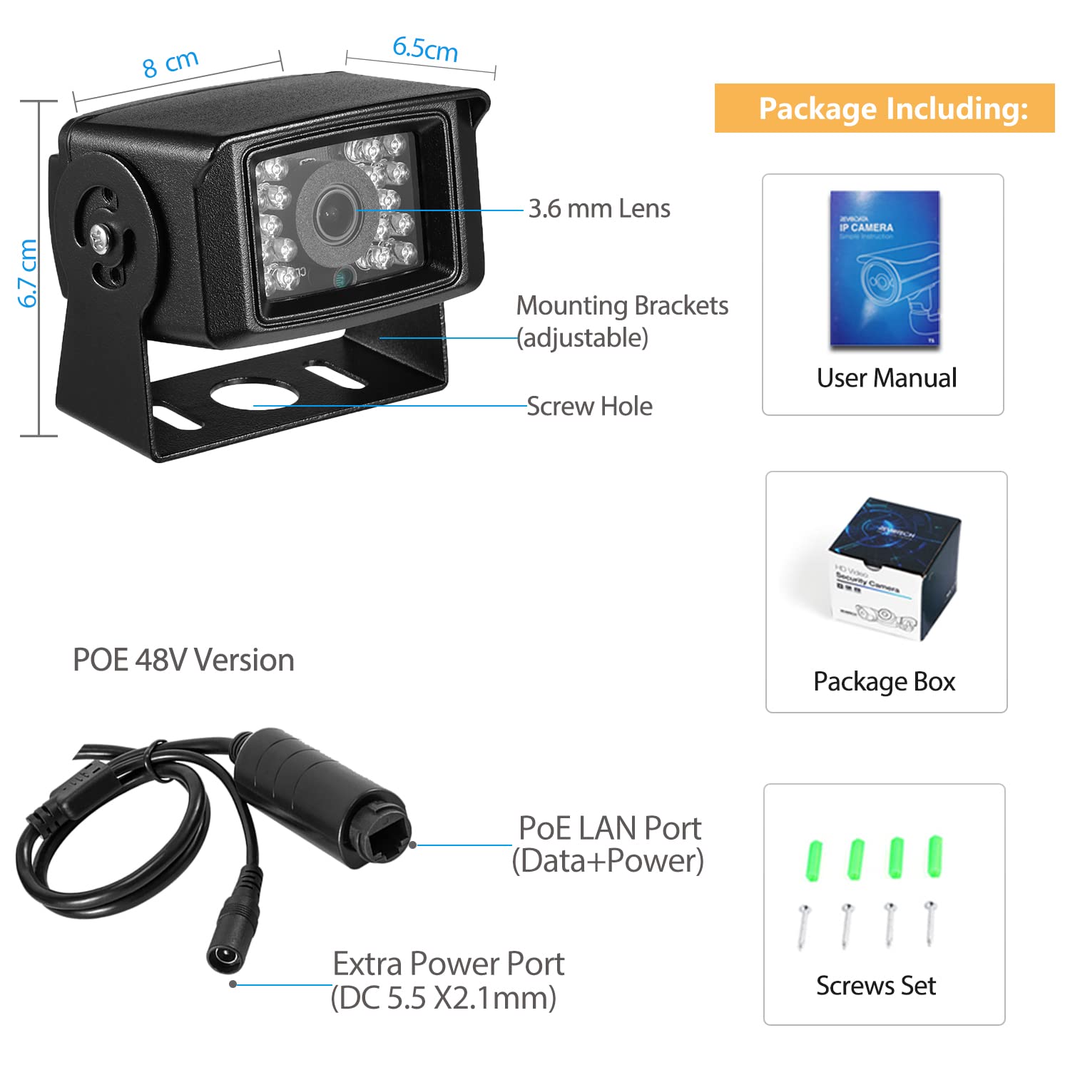 Mini POE IP kamera 5 MP, wodoszczelna kamera IP65, 18 diod LED 10 m, widoczność w nocy, obiektyw 3,6 mm, kamera bezpieczeństwa wewnątrz/na zewnątrz, mała kamera wideo IP H.265, wykrywanie