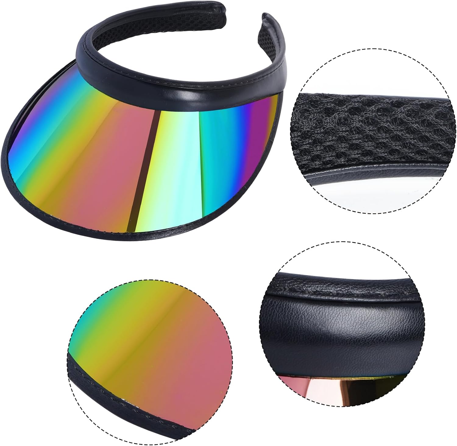2 Pack Sun Visor Hats Women UV Sports Iridescent Multi Color Tennis Golf UPF Cap Headwear for Men Women Outdoor Summer Travel - Image 4