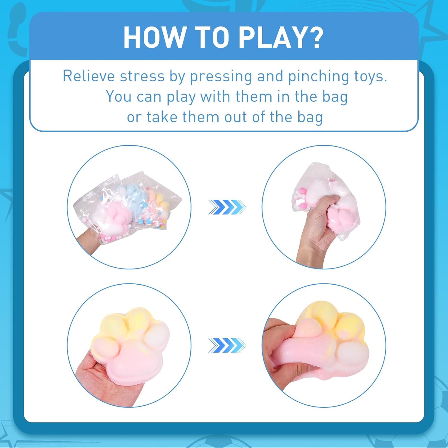1pcs Rainbow Pink Big 5in Squishy Cat Paw Squeeze Toys,Cute Kawaii Squishies,Fur Ball,Jelly Kitty Paw Squishy Funny for Adults Kids