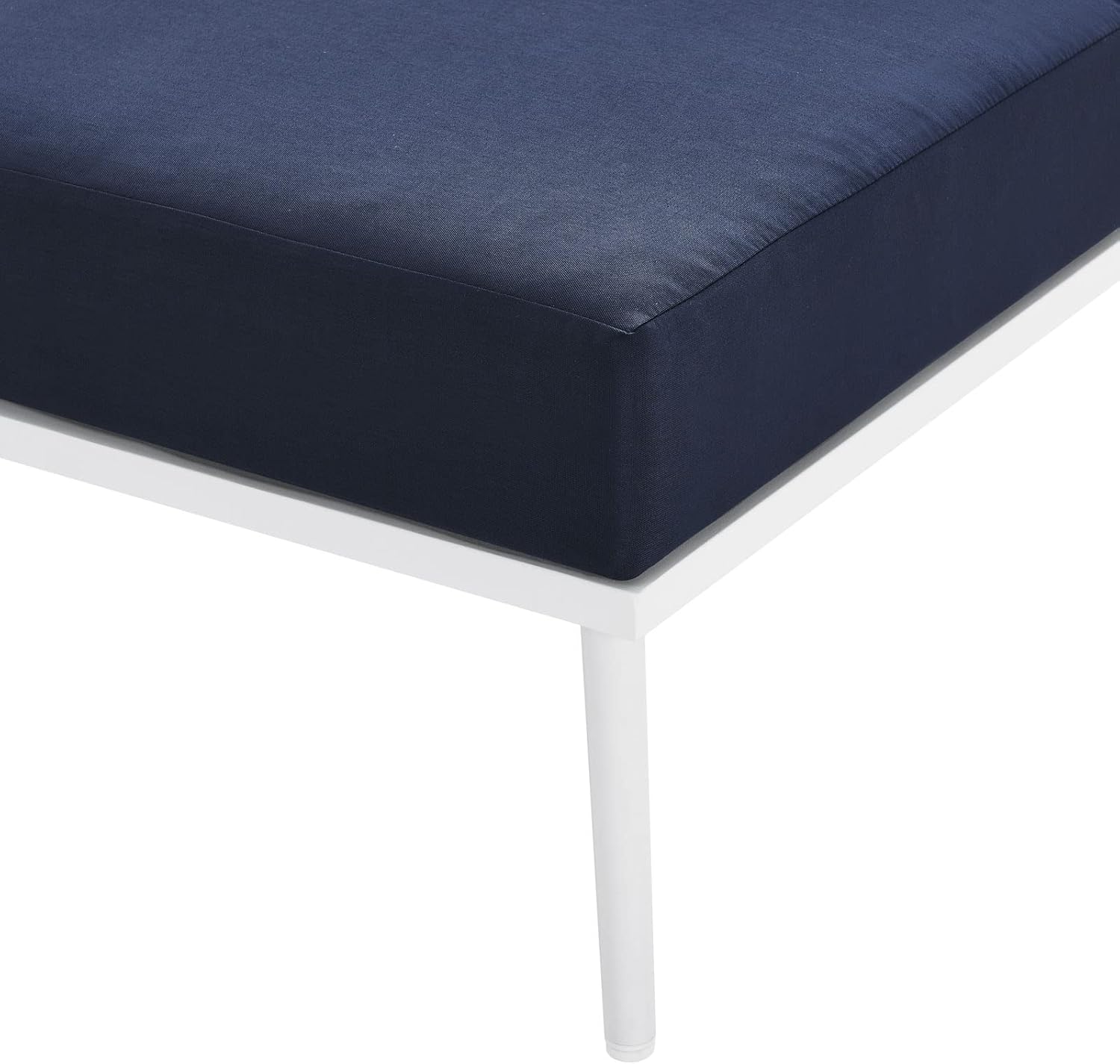 Modway Stance Outdoor Patio Woven Rope Aluminum Sectional Sofa, Armless Chair, White Navy