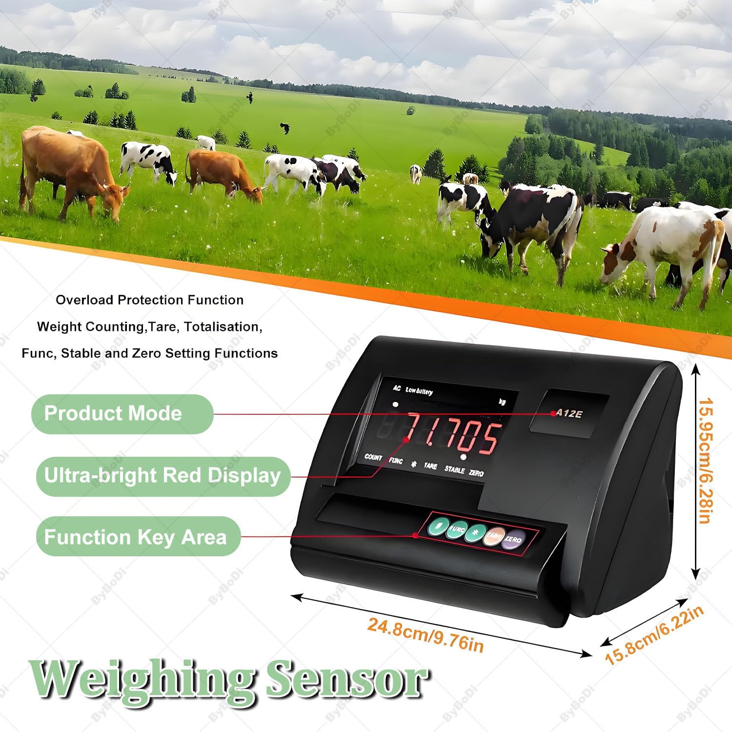 Bilancia per Bestiame ad Alta precisione, Kit cella di carico con capacità di carico di 5000 kg/11023 libbre con Display LED, con Scatola di Giunzione a 4 Fili, Doppia Alimentazione 3000kg