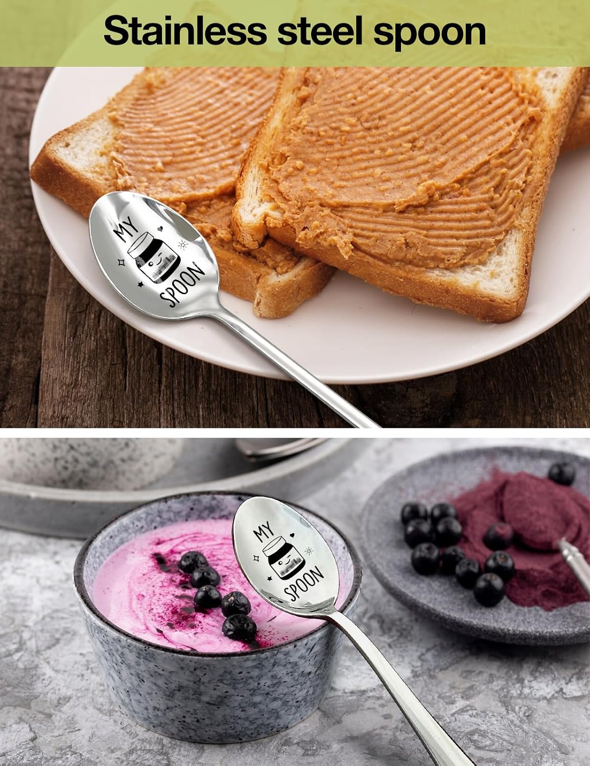 Funny My Nutella Spoon, Stainless Steel Nutella Ice Cream Spoon, Ideal Gift for Birthday Christmas Valentine Thanksgiving Mother's Day for Nutella Lovers, Men Women Dad Mom