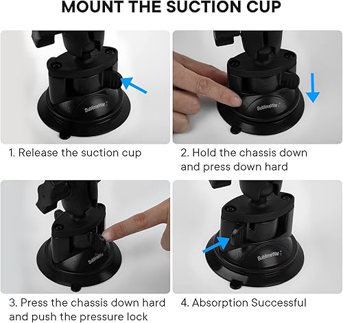 Miniatura 5 de SublimeWare Ventosa para GoPro Mount para parabrisas de automóvil, ventana, vehículo, barco, cámara, soporte para GoPro Hero 10 Hero 9 Black Max 360