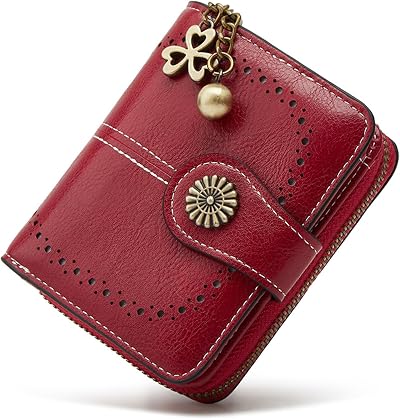 GOIACII Small Wallets for Women RFID Blocking Ladies Card Holder Red