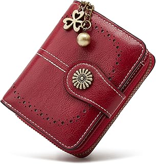 Small Wallet for Women Leather Bifold Compact RFID Blocking with Zipper Coin Pocket