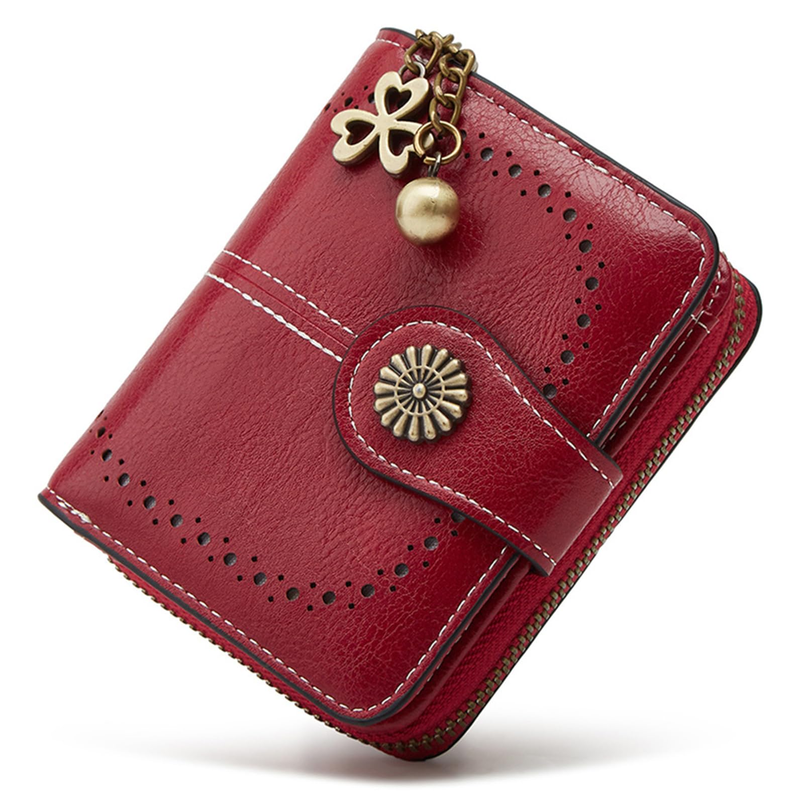 Small Wallet for Women Leather Bifold Compact RFID Blocking with Zipper Coin Pocket