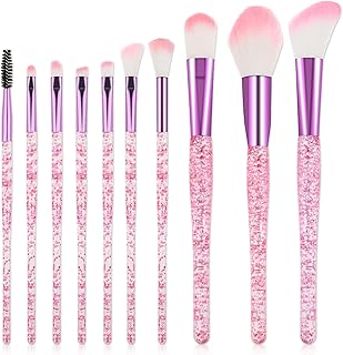 10 PCS Glitter Crystal Makeup Brush Set Cute Makeup Brushes Bling Profes...